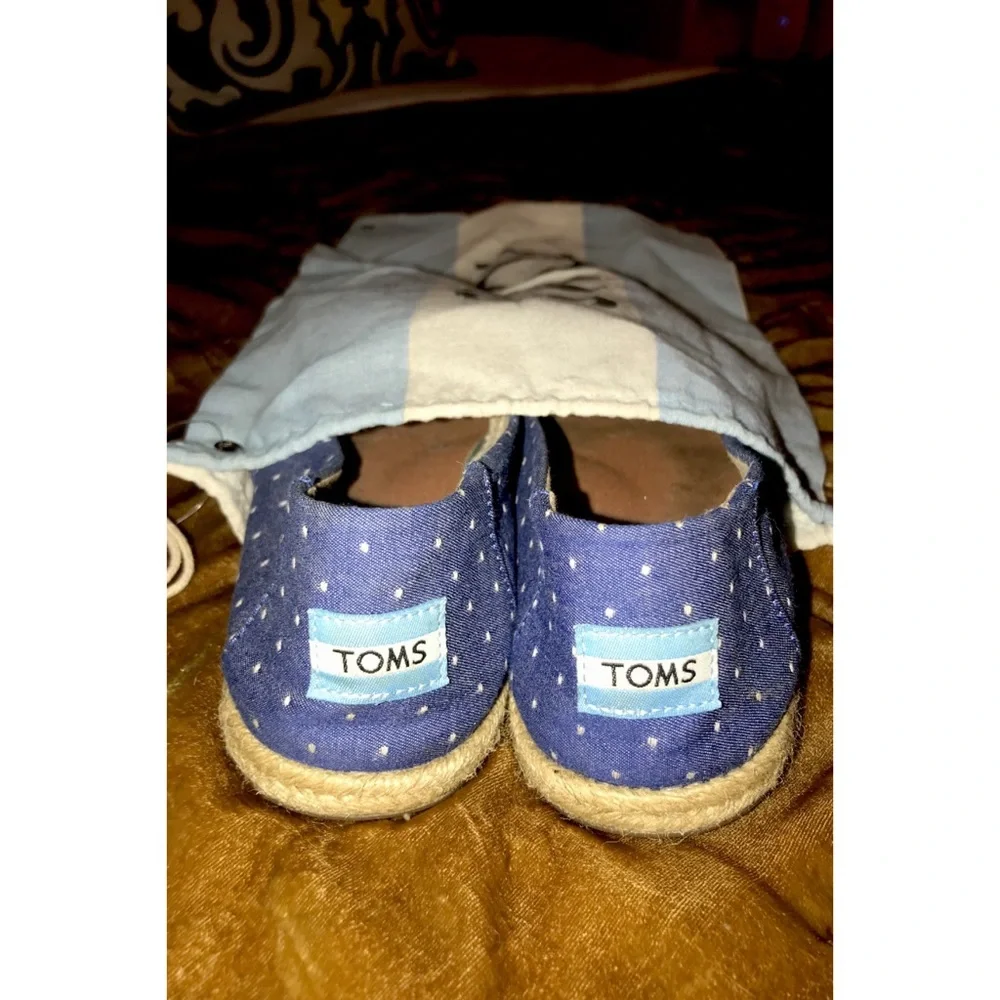Tom’s Polka Dot Alpargata Flat Espadrille, Size 8 M